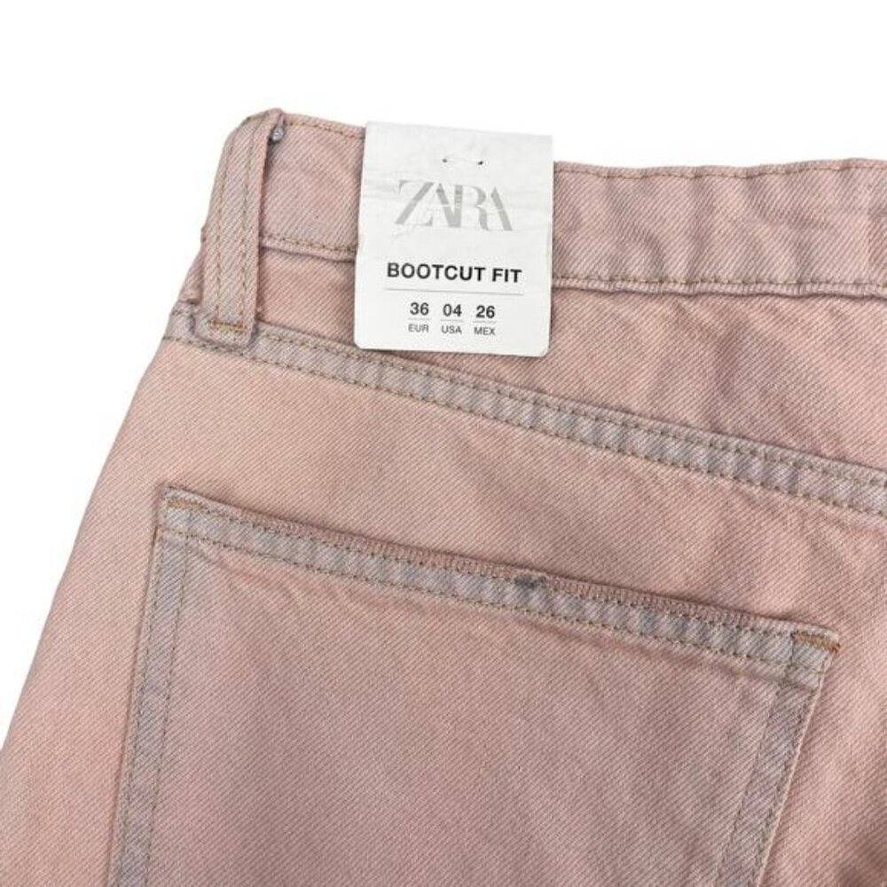 Zara Mid Rise Bootcut Jean Size 4 Pink Blue - Picture 8 of 11